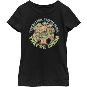Nickelodeon Teenage Mutant Ninja Turtles Green Girls Short Sleeve Tee Shirt (X-Large, Black)