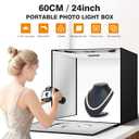 Light Box Photography 24"x24" with 240LED Lights and 4 Color Backdrops Photo Box with Lights, Foldable Light Box with Adjustable Brightness, 3000-6500K Dimmable Portable Picture Box Shooting