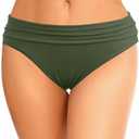 Zmart Women Full Coverage Ruched Bikini Bottoms Tummy Control Swim Bottoms Scrunch Ruffle Bathing Suit Bottom M