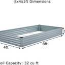 Foxlang 8x4x1ft(2 PCS) Galvanized Raised Garden Bed,Outdoor Planter Box Metal Patio Kit Planting Bed for Vegetables Flowers Herb,Gray