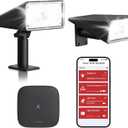 X-Sense Smart Solar Lights Outdoor Waterproof, 2-in-1 Solar Spotlights with Motion Detector, APP Control, 3 Lighting Modes Lights for Outside, Yard, Cool White, 2-Pack with Base Station