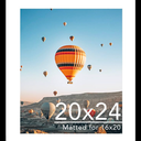 JCJMY 20x24 Picture Frame with 16x20 Mat, Display Photo 16x20 with Mat or 20 x 24 Without Mat, Wall Hanging Large 20 by 24 Poster Frame with Plexiglass, Black