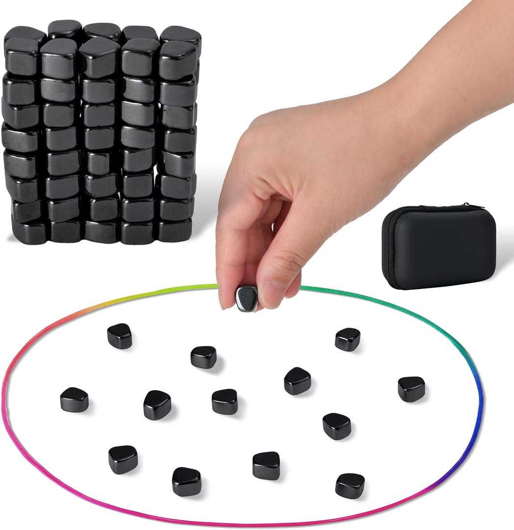 Magnetic Chess Game with 80 Travel-Stones, Magnet Game,Magnet Rocks Desk Stress Relief Toy and Fidget Toys Adults,Holiday Stocking Stuffer, Stress Relief Present (Black)