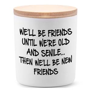 BFJLIFE Best Friend Birthday Gifts for Women Bestie Christmas Friendship Gifts for Women Friends Female Novelty Unique Lavender Scented Soy Candles We'll Be Friends Until We're Old and Senile