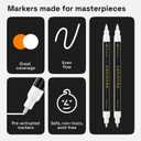 ARTISTRO 2 White Dual-Tip Fabric Markers - Fabric Decorating Kit - Permanent for Clothes - Acrylic Paint Pens for Sneakers, Bags, Shoes, Textile, Canvas, Sewing, Craft, DIY - Brush and Fine Tip