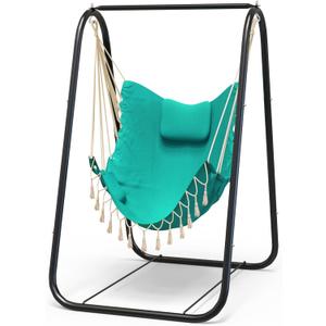 G TALECO GEAR Hammock Chair with Stand,Heavy-Duty and Rustproof Hanging Chair with Stand,Hammock Swing Chair Stand,for Indoor Outdoor Patio Yard Garden Porch (Aqua)