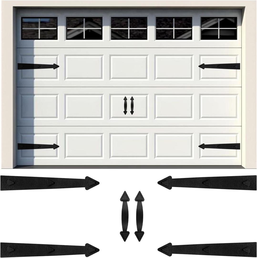 Magnetic Garage Door Hardware, Magnetic Garage Door Handles, Garage Door Decorative Magnetic for Iron Door,4 Magnetic Hinges + 2 Magnetic Handles for Garage Doors (Classics Style)