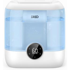DREO 6L Top Fill Humidifiers for Bedroom, 60H Runtime 28 dB Quiet Supersized Cool Mist Air Humidifiers for Large Room, Baby Nursery, Plant, Indoor, Night Light, Easy to Clean, Precise Humidity Control (Blue)