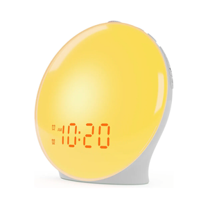 Wake Up Light Sunrise Alarm Clock for Kids, Heavy Sleepers, Bedroom, with Sunrise Simulation, Sleep Aid, Dual Alarms, FM Radio, Snooze, Nightlight, Daylight, 7 Colors, 7 Natural Sounds, Ideal for Gift