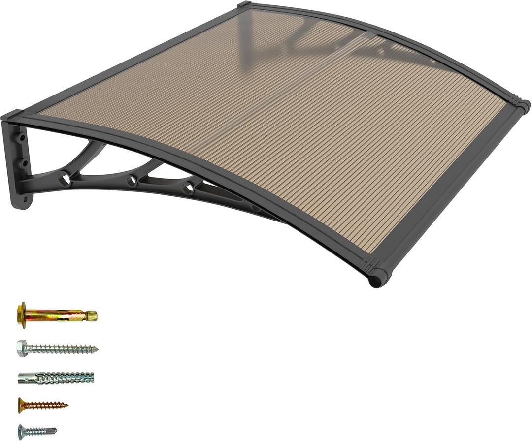 32x48 Window Door Awning Exterior,Polycarbonate Outdoor Overhang Canopy Shelter,UPF 50+ UV Rain Snow Sun Protection,Spliced Overdoor Awnings for Outside,Porch,Patio,Deck or House Entrance