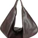 Leather Hobo BagOversized Hobo BagsLarge Tote for Women Slouchy Tote Handbag  Vegan Leather Shoulder Bag (Dark Brown)