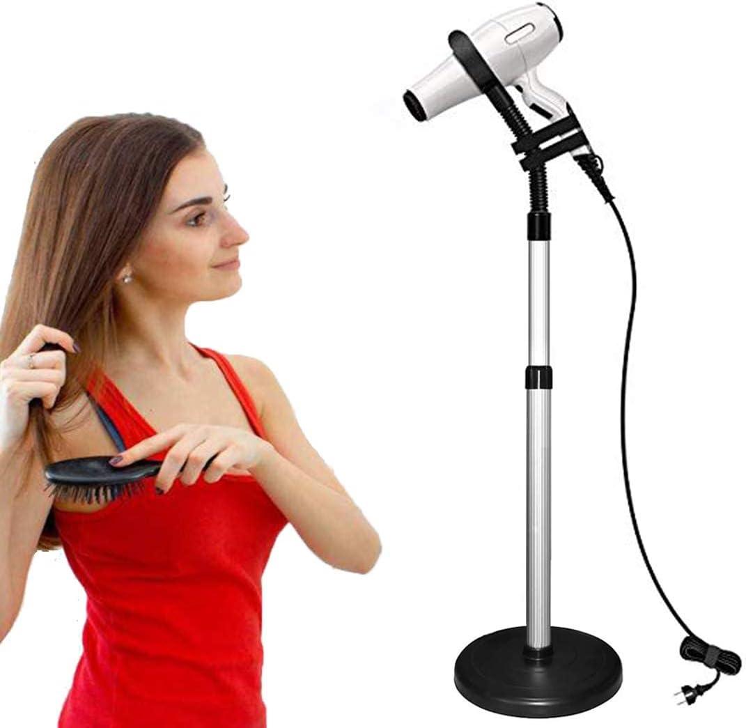 Hair Dryer Stand, 360 Degree Rotating Lazy Hair Dryer Stand Hand Free With Heavy Base, Hands-Free Blow Dryer Holder Countertop, Adjustable Height Hair Dryer Holder (BLACK)