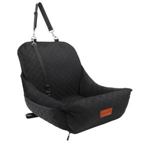 Dog Car Seat for Small Dogs Up to 25 lbs,Covered Ultra-Soft Fabric and Fill in Memory Foam,Fully Detachable and Washable,2 Clip-On Safety Leashes and Storage Pockets, Black 