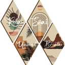 FairySandy 4 Pcs Bathroom Wall Art Restroom Decor Rustic Bathroom Wall Decor Farmhouse Relax Soak Unwind Breathe Sign for Bedroom Living Room, Rhombus (Boho)