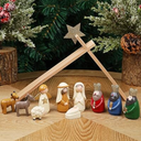Juegoal Christmas Nativity Sets, Set of 11 Mini Nativity Scene Resin Figurines, Xmas Holy Family Cute Table Ornaments, Religious Holiday Collection Gifts, Baby Jesus Nativity Mantle Shelf Decor