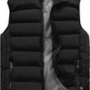 Vcansion Men's Outdoor Casual Stand Collar Vest Padded Jacket Coat Vest (Large, Black)