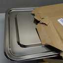 2 Pcs Stainless Steel Bus Tubs with Lid 13 L Commercial Tote Box 4" Deep Food Grade Meat Processing Tubs Lug Dishwashing Utility Prep Tub Table Pans, Silver (17.7 x 13.7 Inch)