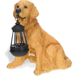 Baquler Garden Dog Statues Outdoor Decor, Resin Solar Lights Outdoor Statue Led Garden Decorations Windproof Lamp Lawn Ornaments Front Yard Decorations Outdoor for Porch Home Patio(Golden Retriever)