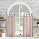 Archaeo Washed Cotton Small Window Twist Tab Cafe Curtains, Rose Quartz 100% Cotton 52 in x 45 in Kitchen Tier Pair