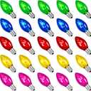 GOOTHY 25 Pack C7 Multicolor Christmas Light Bulbs, C7 Ceramic Colorful Incandescent Christmas Replacement Bulbs for Outdoor String Lights, E12 Candelabra Base Night Light Bulb, 5 Watt Candles Bulbs