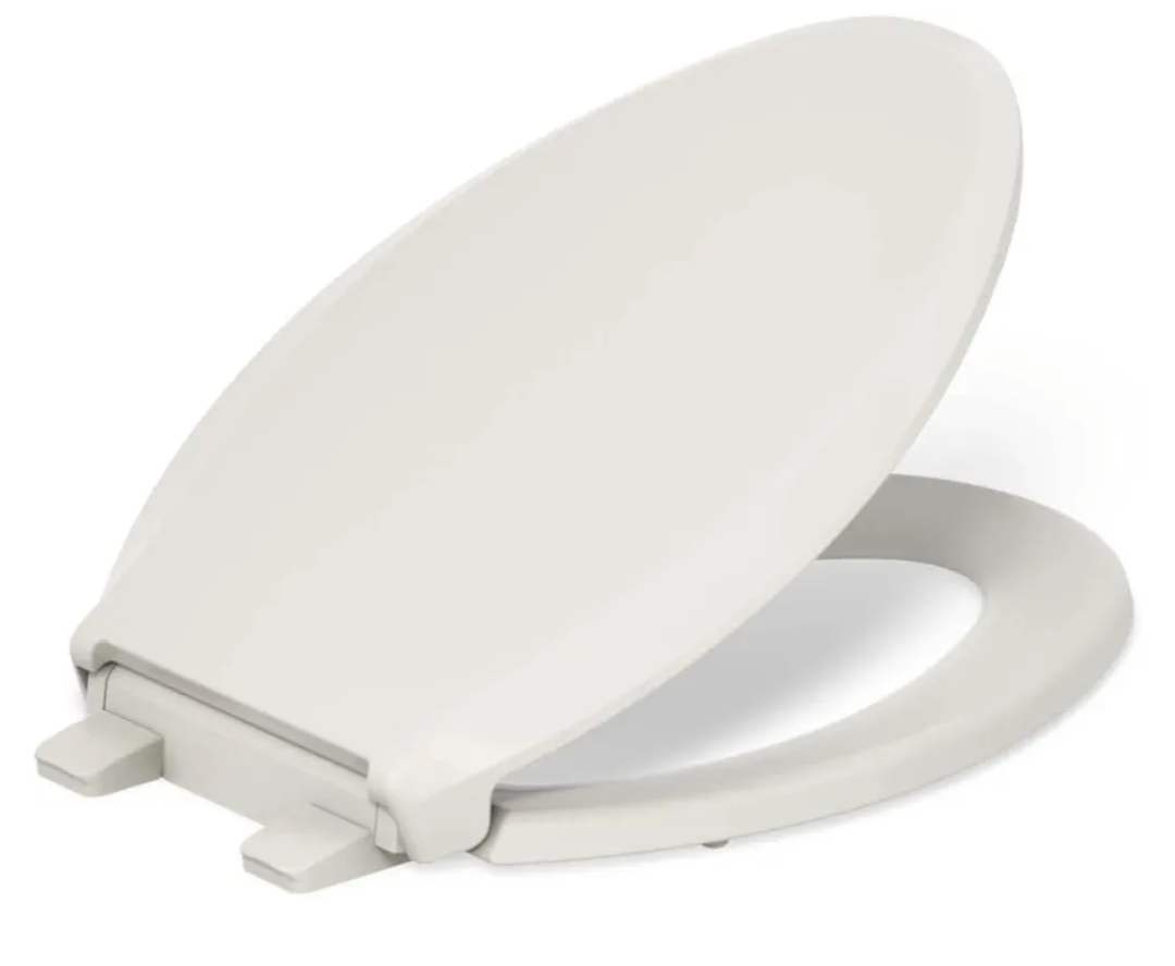 KOHLER 4636-RL-47 Cachet ReadyLatch Elongated Toilet Seat, Quiet-Close Lid, Contoured Seat, Grip-Tight Bumpers and Installation Hardware, Almond