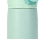 Nuby Thirsty Kids No Spill Flip-It Reflex Stainless Steel Travel Cup or Water Bottle - 10 Oz - 18+ Months - Aqua Mint