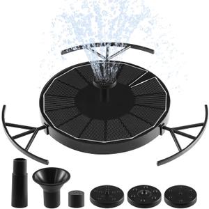 2W Solar Fountain Pump - Upgraded Solar Fountain for Bird Bath with 6 Nozzles, Outdoor Solar Fountain for Bird Bath, Garden, Pond, Pool