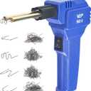 WEP 960-V Plastic Welder Kit 110V with LED Lights with 200 Hot Staples and Pliers for Car Bumper Plastic Welding, Plastic Gas Tank Repair, a Great Automotive Tools for Mechanics (Blue)