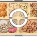 Charcuterie Board with Clear Lid and Handle,6 Compartments Bamboo Charcuterie Boxes for Picnics & Entertaining,Travel Portable Cheese Board Cutting Boards Perfect for Snacks& Fruit (White)
