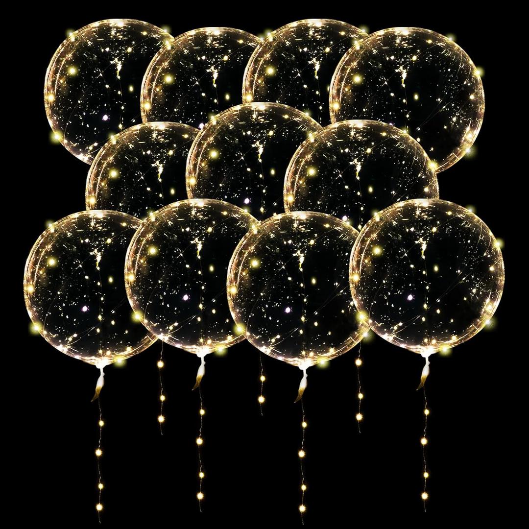 40 Pack Led Balloons Light Up with Warm White Lights | 40 Pcs Transparent Balloons and 40 Pcs Led Lights | Perfect Supply for Wedding, Birthday Party, Glow Stick Party
