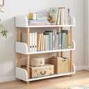 OSCHF 3-Tier Wooden Open Bookcase - Modern Display Bookshelf with Top Edge and Solid Wood Frame for Home and Office, Storage Cabinet, Warm White