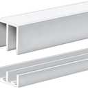 1 Set 4 ft Silver Aluminum Sliding Door Track Set for 1/4" Panels, Top and Bottom Closet Door Metal Track for Cabinet, Showcase, Glass or Wood Sliding Doors