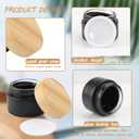 12 Pcs 1 Oz Frosted Cream Jar,Empty Refillable Glass Cosmetic Container Jars Holder with Inner liner,Wood Grain Lid for moisturizer,Foundation,Lotion,Ointment-Black