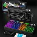 SABLUTE Quiet Wired Gaming Keyboard, 94-Key RGB Keyboard with Sound-Reactive Light Bar, Volume Control Knob, Anti-Ghosting, Compact Keyboard with Numpad for PC, for PS5, for Xbox, Black