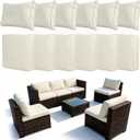 Loungewave 12Pcs Outdoor Cushion Covers, Patio Cushion Covers Replacement for Patio Furniture Sofa Couch, Soft Flexibility Washable Reusable Furniture Protector (Beige,Cover Only)
