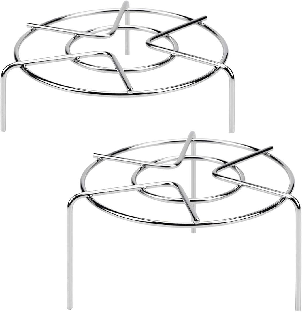 HULISEN Steam Rack, 2-4/5" and 2" Tall Trivet for Instant Pot 3 Qt and 6 Qt, Heavy Duty 18/8 Stainless Steel Steamer Rack Fit Pressure Cooker (6.3" Round - 2Pcs)
