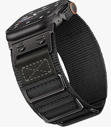 Suitisbest Rugged Bands Compatible for Apple Watch Ultra Band 44mm 42mm,  Ring Military Nylon Sport Durable Metal Strap
