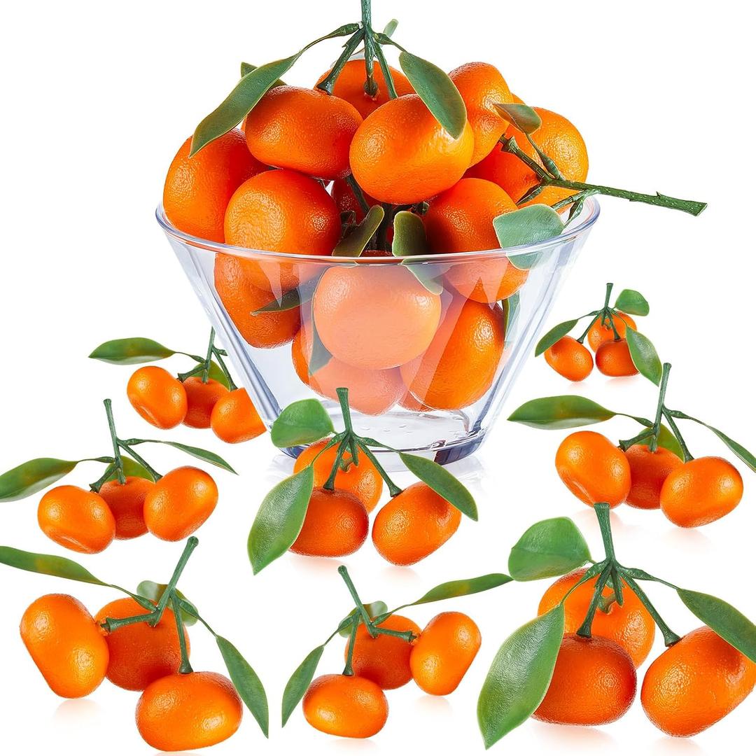 WILLBOND 10 Clusters Artificial Mini Orange Simulation Decorative Tangerine Kitchen Table Fake Orange Realistic Artificial Fruit Bowl Tray Faux Fruit for Home Party Kitchen Festival Decor