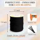 3 x CATIFLIN Elastic String for Bracelets 2 Rolls 1mm 656FT, Stretchy Cord for Beading, Jewelry Making, Pony Beads, Charms, DIY Crafts, Black and White Nylon Thread, Strong Bracelet Supplies