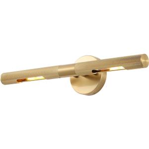 Brushed Brass Picture Light 19 inches Modern Gold Wall Sconce with Knurled Texture Cylinder Metal Shades Rotatable 360Indoor Wall Lighting Fixture Bathroom Vanity Light Bedroom Living Room