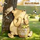 Classic Winnie Bear Baby Shower Birthday Decorations Cutout Large 27.5Inch | Neutral Pooh Bear Coroplast Cutout Prop with Stand, Balloons, Bee Stickers, Winnie Gender Reveal First Birthday Photo Props