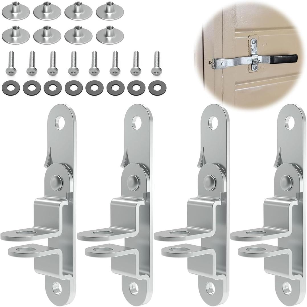 4 Pcs Cargo Trailer Door Hasp Keeper Bar Lock Handle Enclosed Car Hauler for Ramp Padlock Race Cargo Trailer Door Hasp Latch Lock with Screws Nut