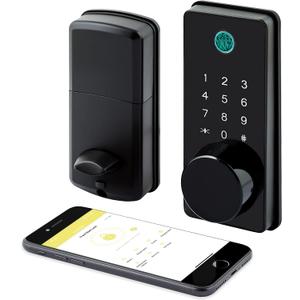 LOCKSTAR Smart Door Lock  Keyless Entry Deadbolt Door Lock  Multiple Entry Methods  APP  Fingerprint Touch ID  Keypad Code  Card FOB  Traditional Key  Smart Home Devices (Black)