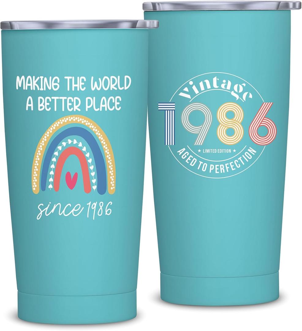40th Birthday Gifts Women, Gifts for 40 Year Old Woman, 40th Birthday Decorations, 1986 Tumbler for Woman, Forty Gift for Her, 40 Yr Old Bday 20oz Tumbler
