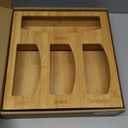 Food Ziplock Bag Storage Organizer For Kitchen Drawer, Bamboo Baggie Holder, Compatible With Ziploc, Solimo, Glad, Hefty For Gallon, Quart, Sandwich And Snack Variety Size Bags(1 Box 4 Slots)