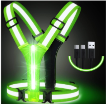 Simket Led Reflective Vest Running Gear, High Visibility Reflective Running Gear Rechargeable Adjustable Led Running Vest, Safety Night Running Gear for Men Women