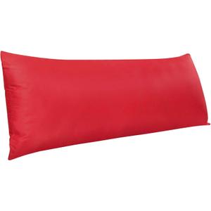 NTBAY Zippered Satin Body Pillow Pillowcase, Silky Slip Cooling Body Pillow Cover, Long Side Hidden Zipper, 20 x 54 Inches, Red