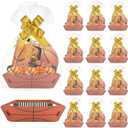 12 Set Basketball Basket for Gifts Empty, Basketball Theme Paper Tray with Cellophane Wrap Bag & Pull Bow, 2026 Basketball Senior Night Party Favor Sport Team Events Birthday Gift Snack Packaging