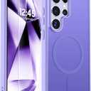 SUPFINE Magnetic for Samsung Galaxy S24 Ultra Case with Screen Protector, (Built-in Magnets) (Military Grade Drop Protection) Slim Translucent Shockproof Phone Case,Purple