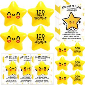 Libima 30 Pcs 100 Days of School Gifts for Students Bulk Brighter Star Stress Balls for Adults, Motivational Gift Inspirational Cards Relief Toys Awards Party Favor for Coworker Teacher